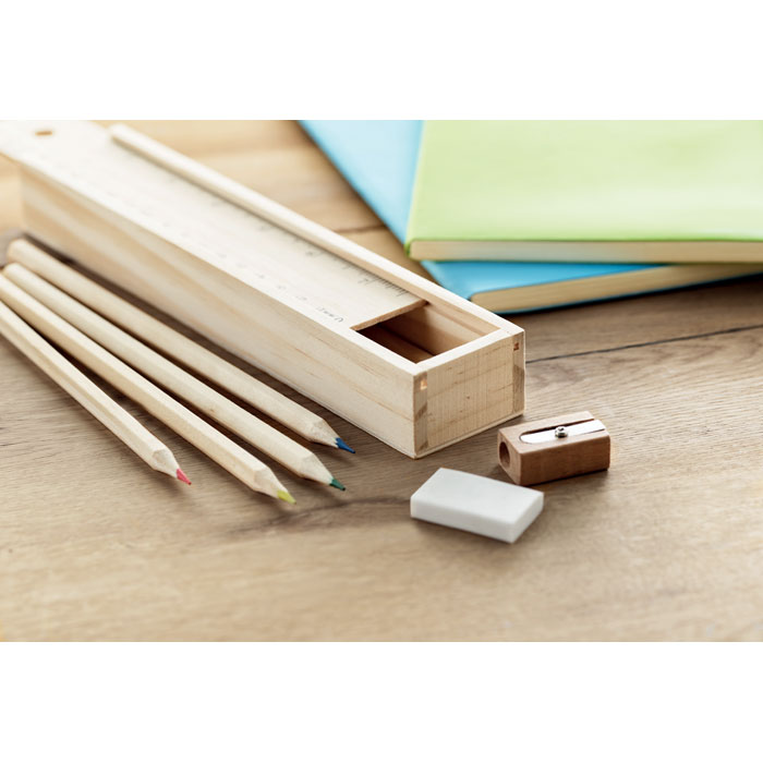 Stationery set in wooden box Legno item ambiant picture