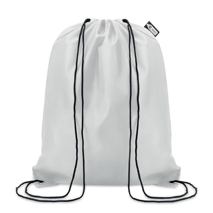 190T RPET drawstring bag Bianco item picture front
