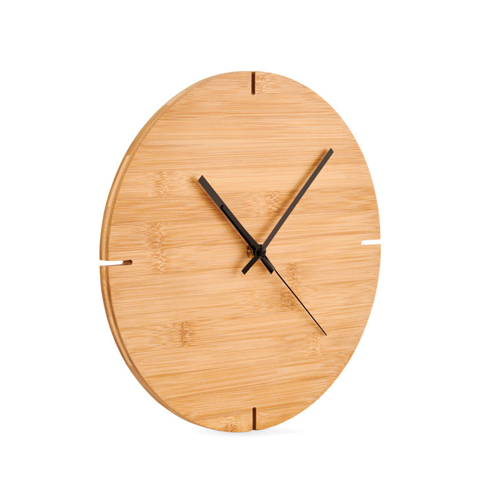 Round shape bamboo wall clock Legno item picture side