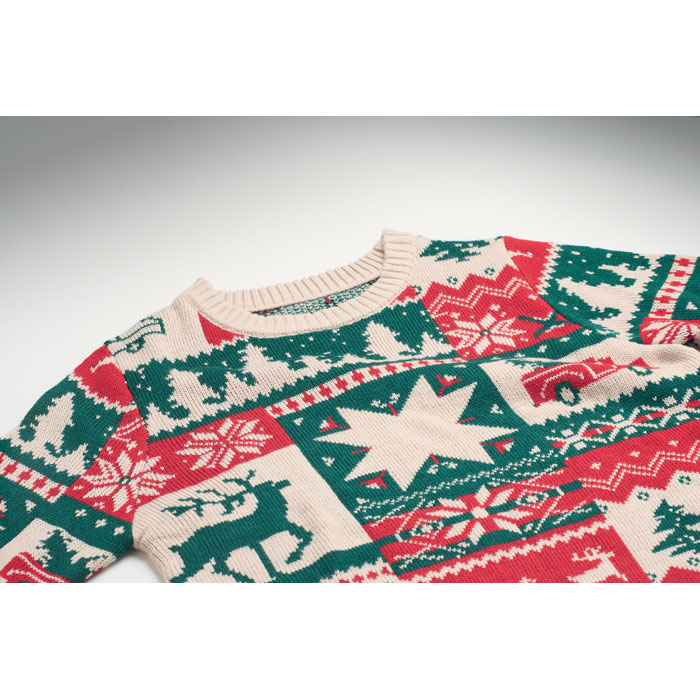 Christmas knitted sweater S-M Beige item picture open