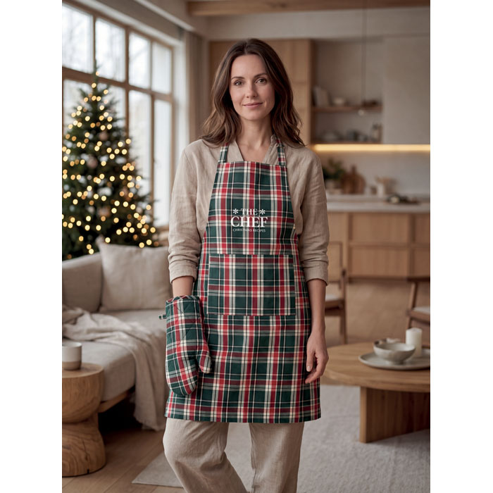 Chequered cotton kitchen set Multicolore item picture 2