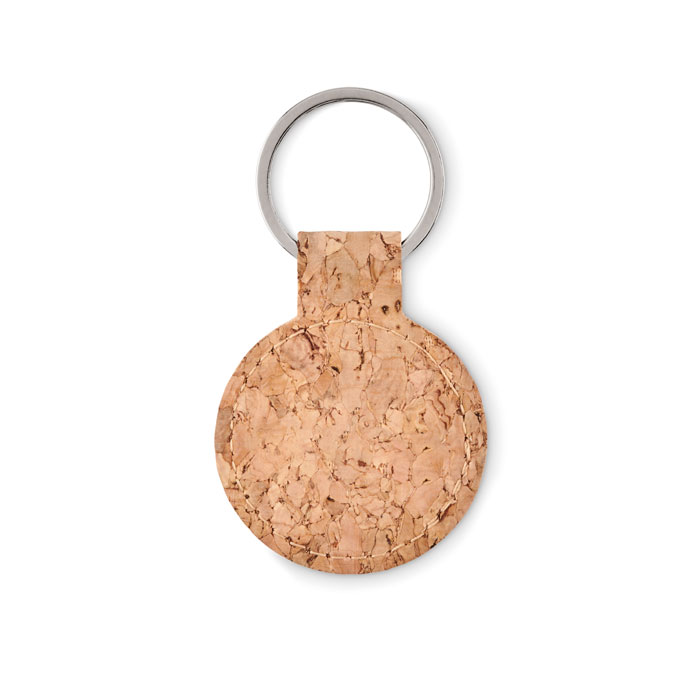 Round cork key ring Beige item picture back