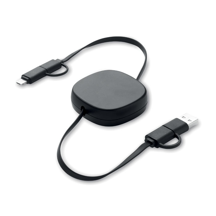 60W retractable charging cable Nero item picture front