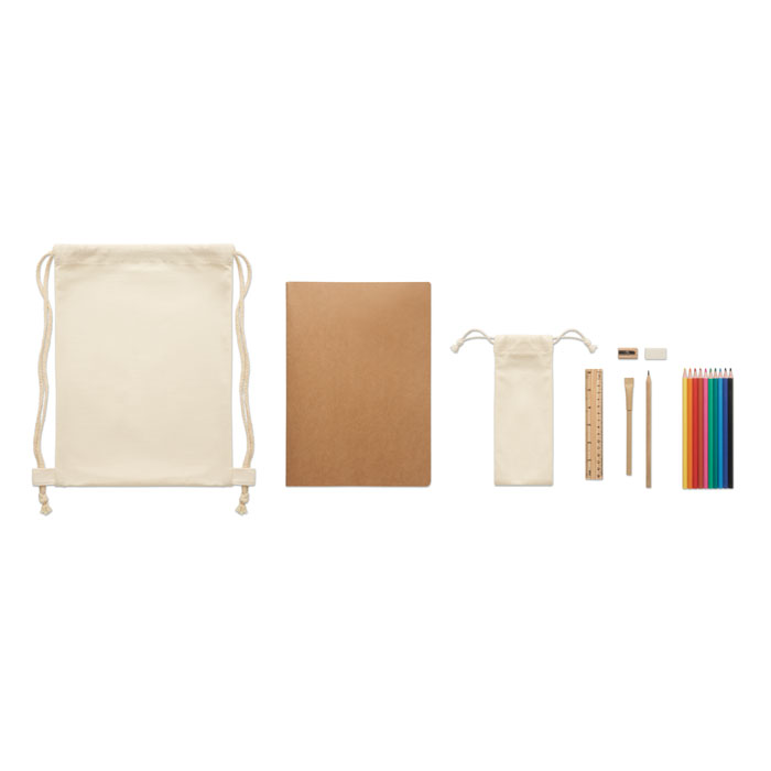 Kids drawing set in drawstring Beige item picture side