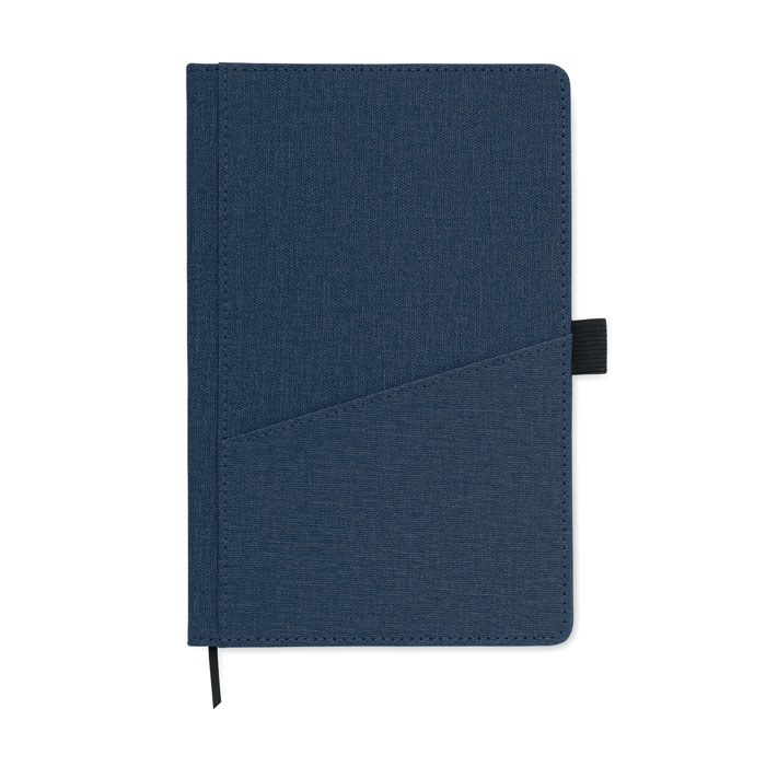 A5 notebook PU front pocket Blu item picture open