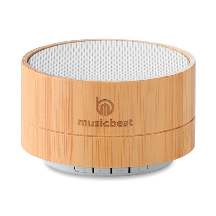 Speaker wireless in bamboo Bianco item picture printed
