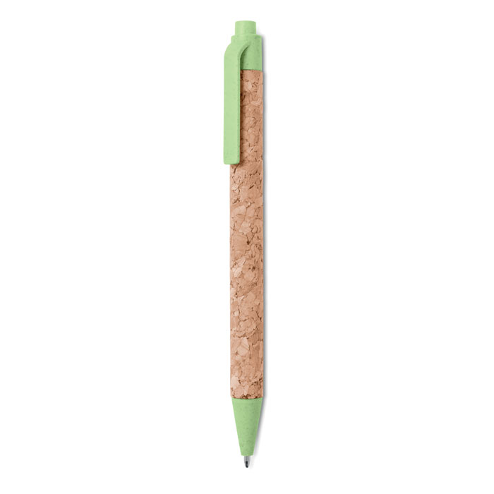Cork/ Wheat Straw/ABS ball pen Verde item picture back