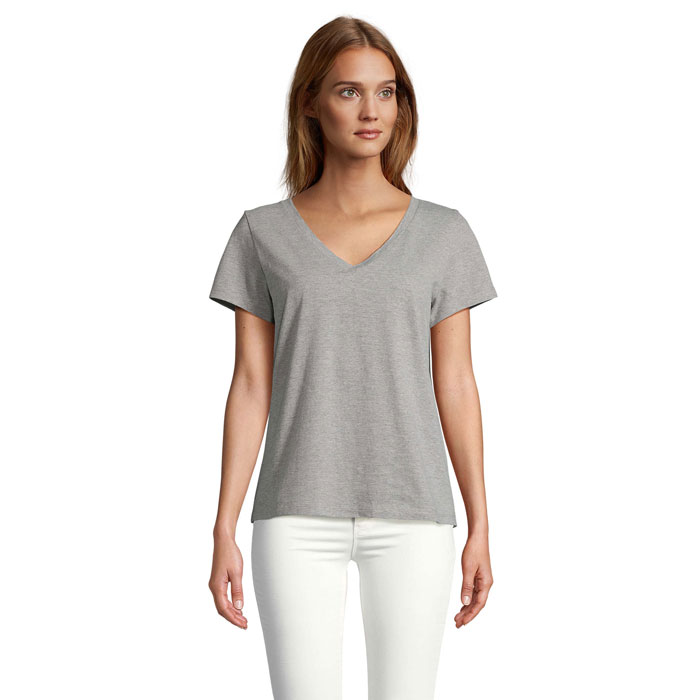 REGENT V T-SHIRT WOMEN Grigio Melange item picture front