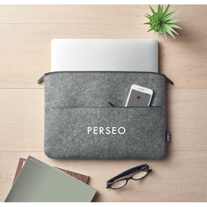 Borsa laptop in feltro RPET Grigio item picture printed