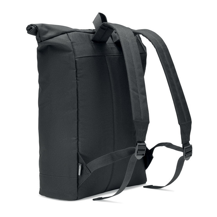 Zaino rolltop in RPET 600D Nero item picture side