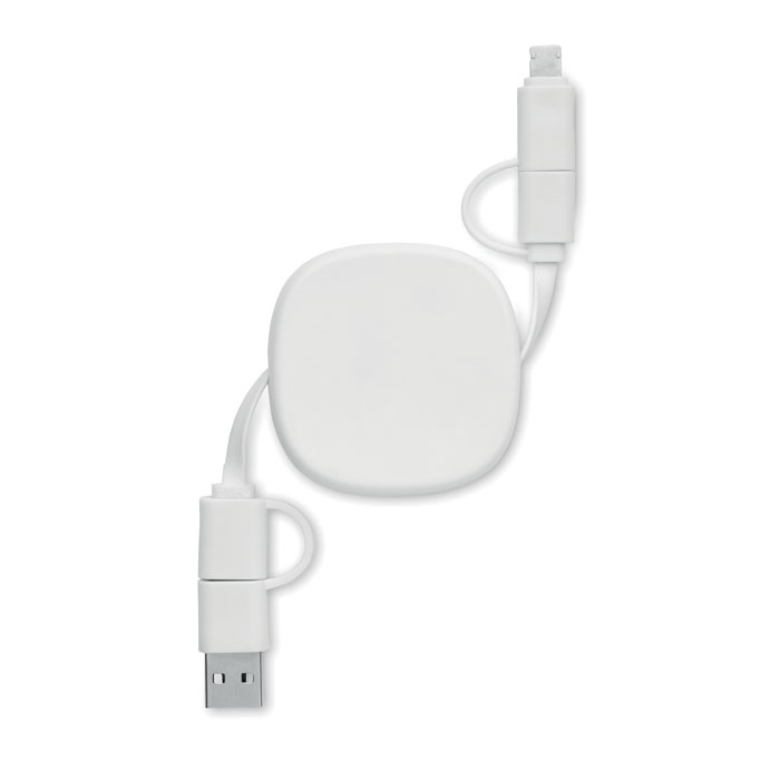 60W retractable charging cable Bianco item picture side