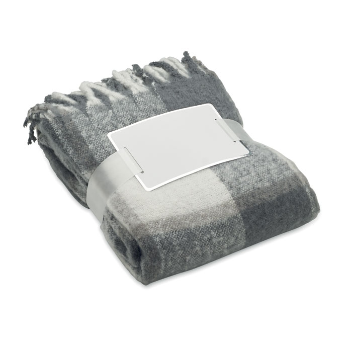 Coperta in mohair a scacchi Grigio item picture open