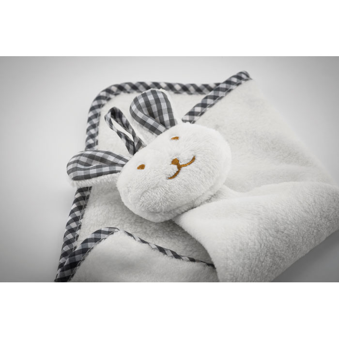 Plush rabbit design baby towel Bianco item picture back