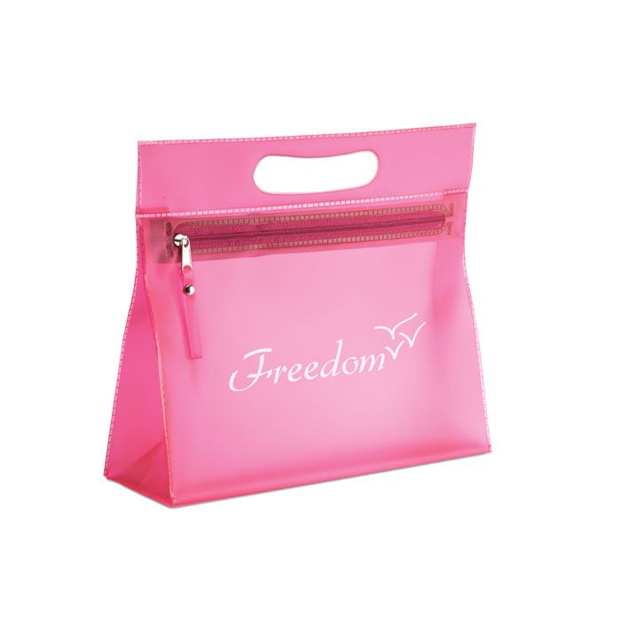 Transparent cosmetic pouch Fucsia item picture printed