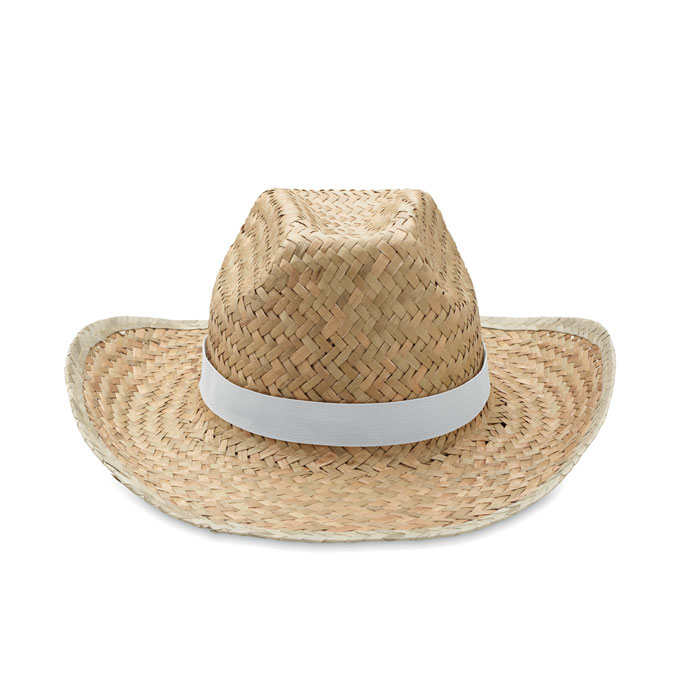 Natural straw cowboy hat Bianco item picture open