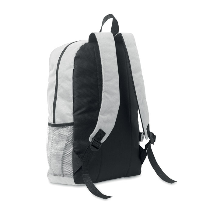 600D RPET polyester backpack Bianco item picture side