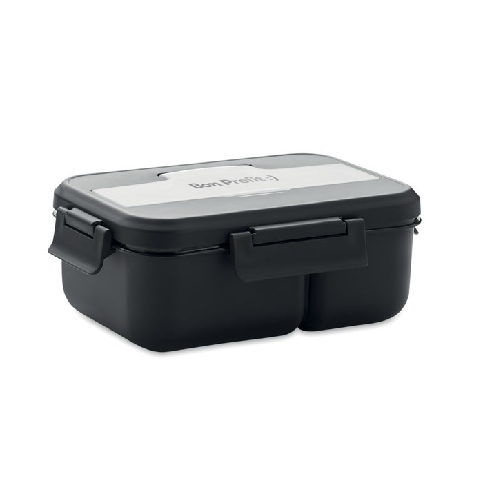 Lunch box with cutlery in PP Nero item picture printed