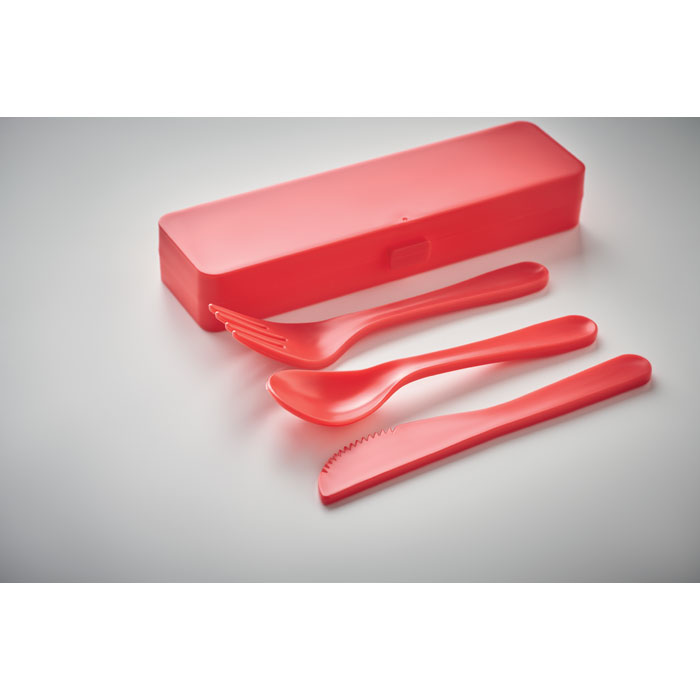 Cutlery set recycled PP Rosso item detail picture