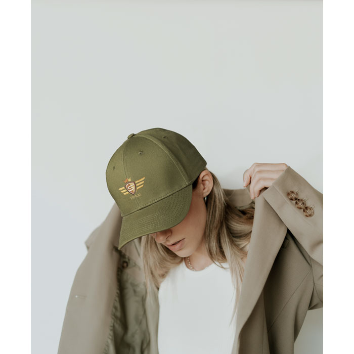 6 panel cotton baseball cap Verde Militare item picture printed