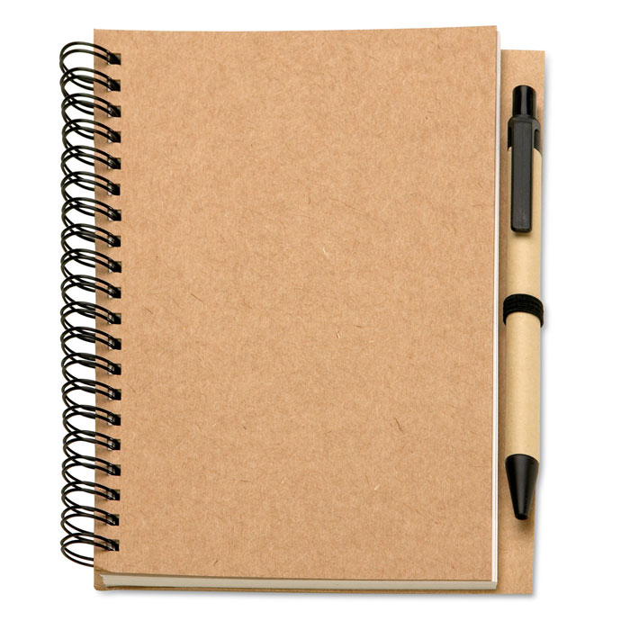 B6 Recycled notebook with pen Beige item picture side