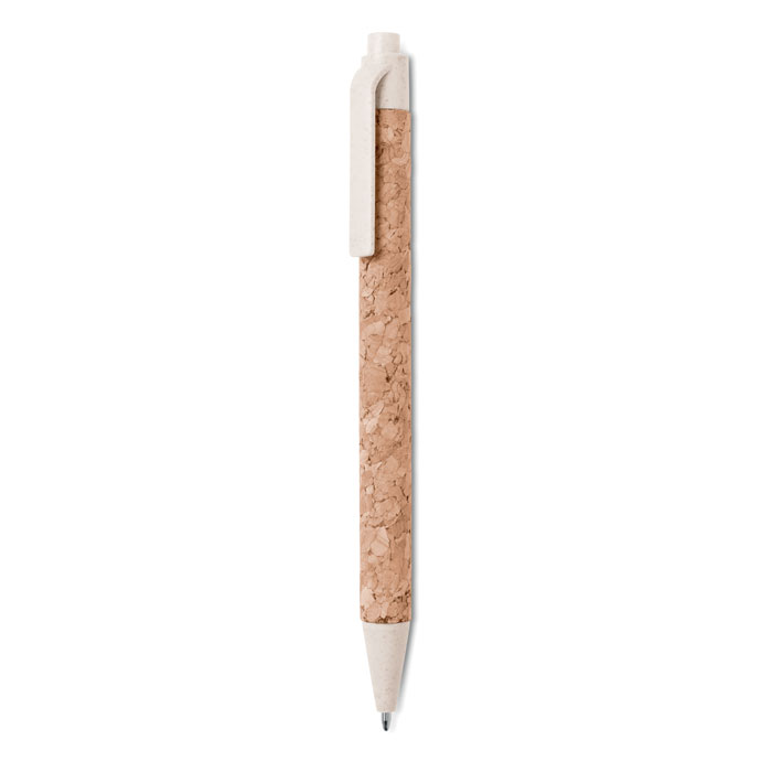 Cork/ Wheat Straw/ABS ball pen Beige item picture back