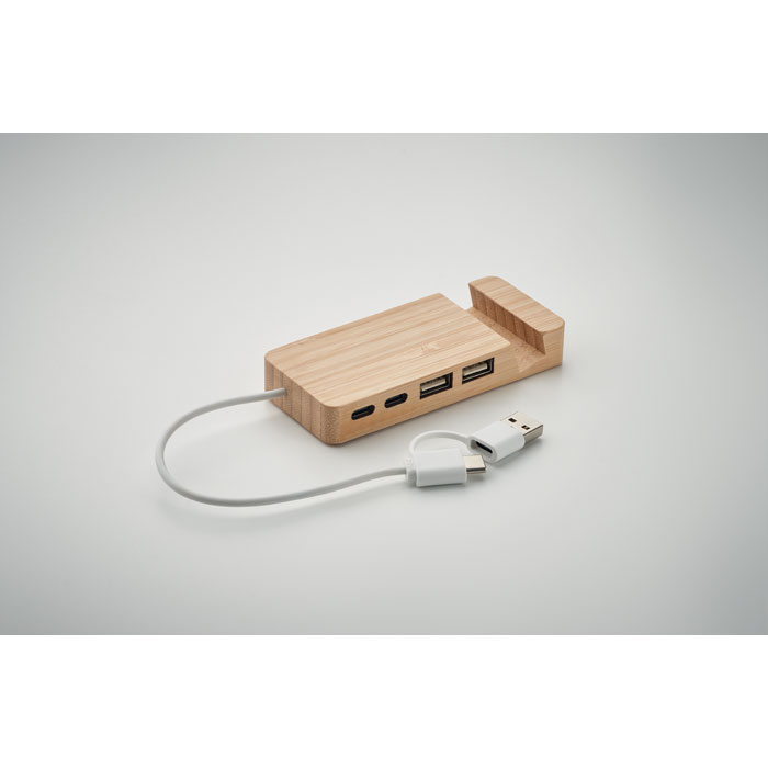 Hub USB a 4 porte in bamboo Legno item detail picture