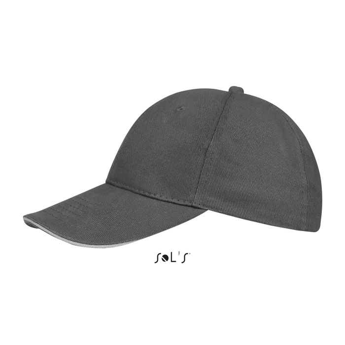 BUFFALO SIX PANEL CAP Grigio Scuro/Grigio Chiaro item picture side