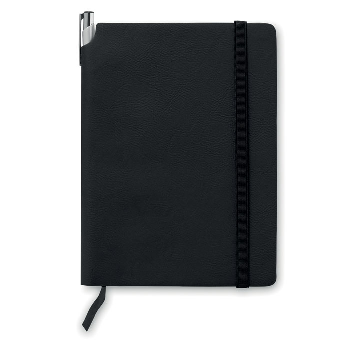 Notebook a righe in PU (A5) Nero item picture back