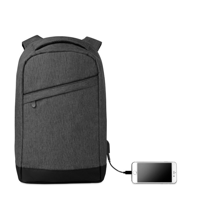 2 tone backpack incl USB plug Nero item picture back