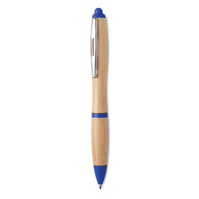 Penna a sfera in ABS e bamboo Blu Royal item picture back