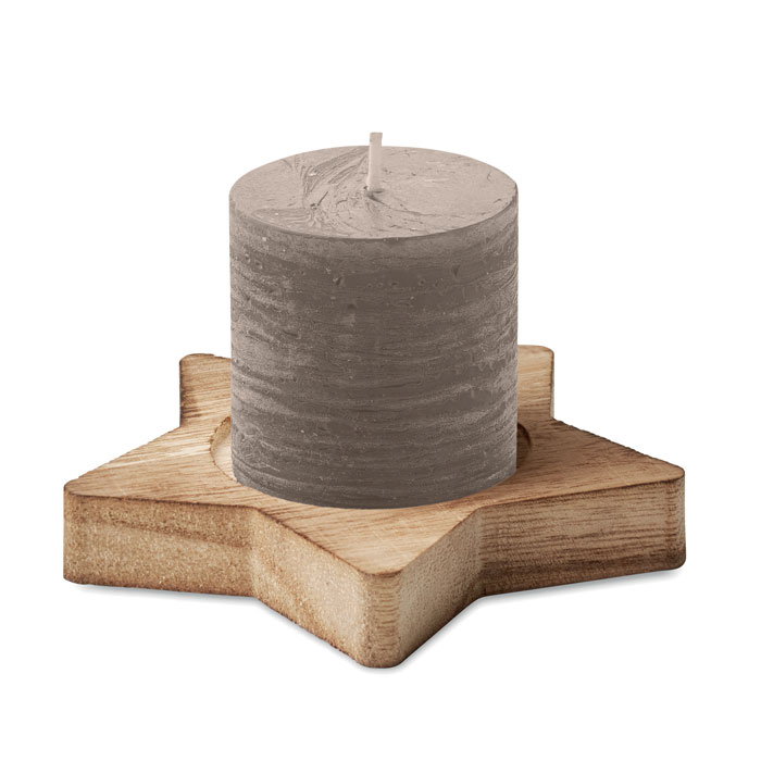 Candle on star wooden base Grigio item picture front