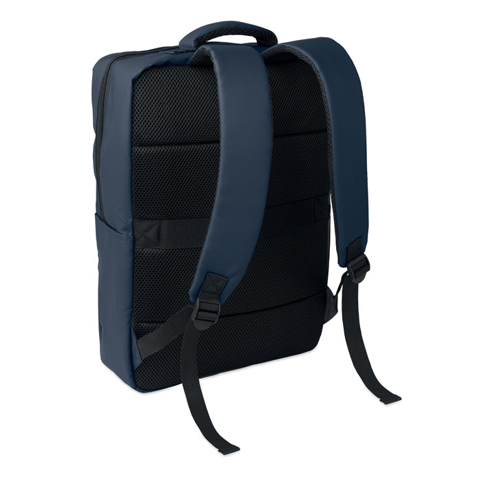 15" PU RPET laptop backpack Blu item picture back