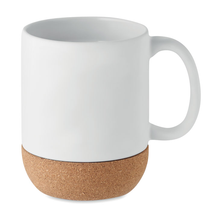 Matt ceramic cork mug 300 ml Bianco item picture back