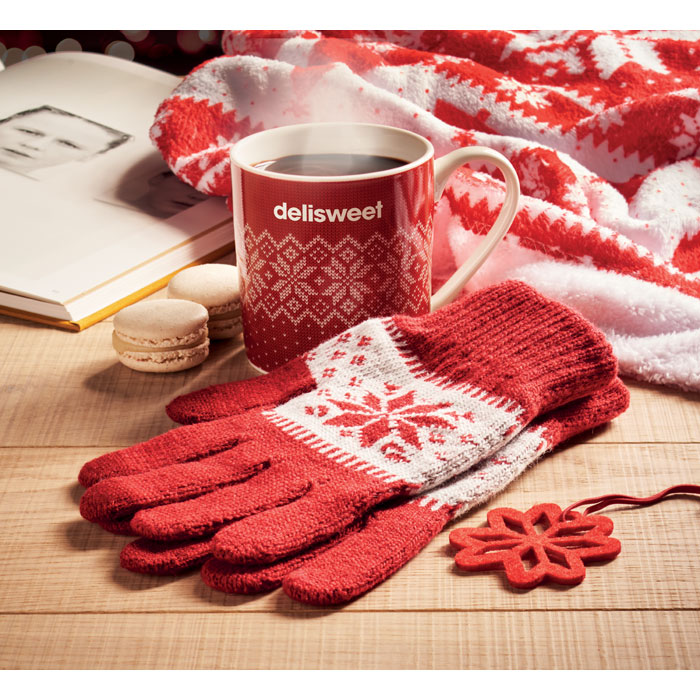 Winter gift mug and gloves set Rosso item picture printed