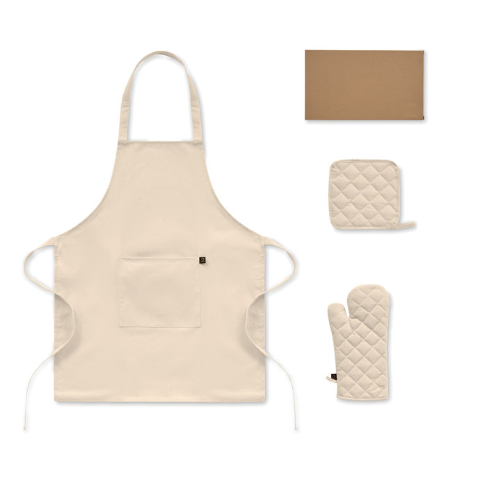 Set cucina in cotone riciclato Beige item picture open