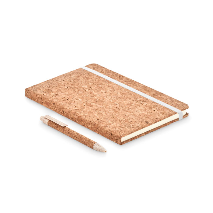 A5 cork notebook with pen Beige item picture side