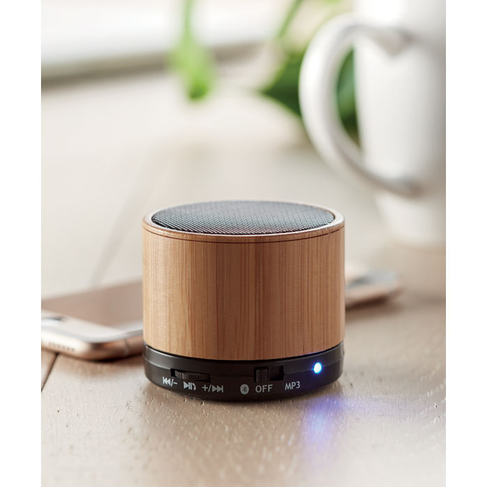 Speaker wireless in bamboo black item ambiant picture