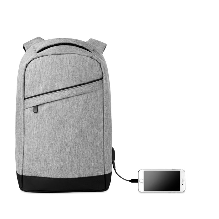 2 tone backpack incl USB plug Grigio item picture back