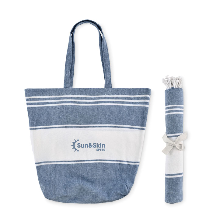 Borsa da spiaggia con telo Blu item picture printed