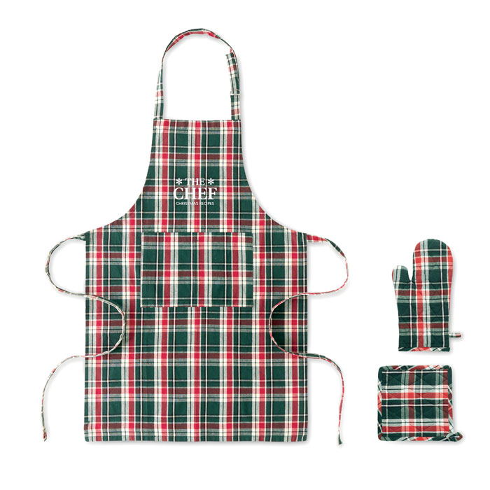 Chequered cotton kitchen set Multicolore item picture printed