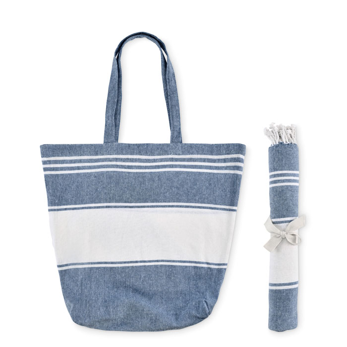Borsa da spiaggia con telo Blu item picture side