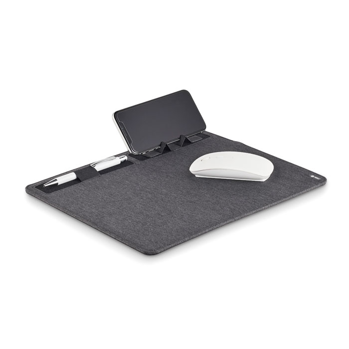 Tappetino mouse in RPET 15W dark grey item picture side
