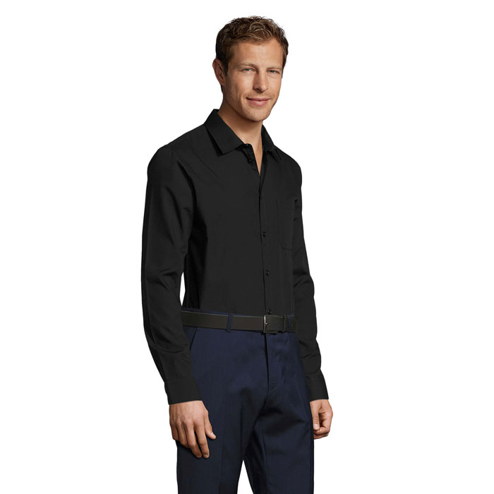 BALTIMORE FIT POPLIN SHIRT Nero item picture side