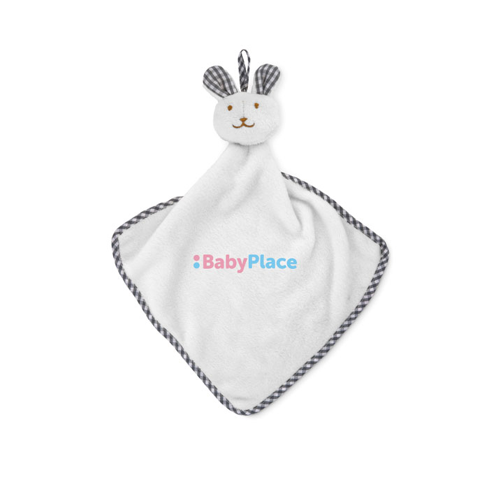 Plush rabbit design baby towel Bianco item picture printed