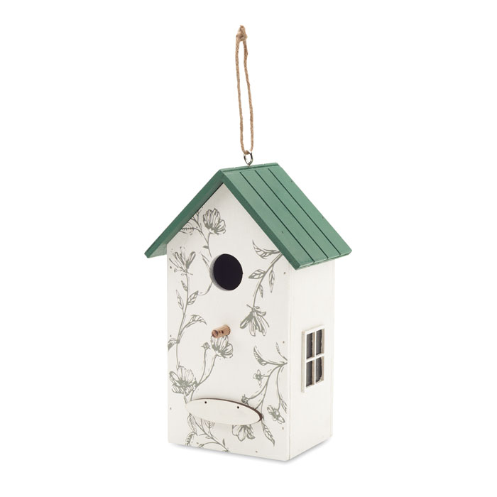 Bird house in plywood Bianco item picture open