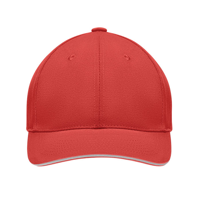 Brushed heavy cotton 6 panel Ba Bianco/Rosso item picture side