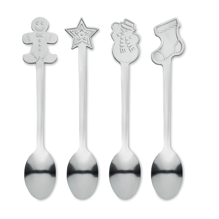 Set of 4 Christmas tea spoon Argento Opaco item picture side