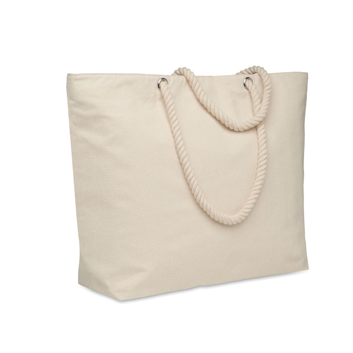Beach cooler bag in cotton Beige item picture front
