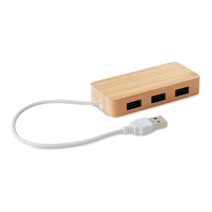 Multi porta USB wood item picture front