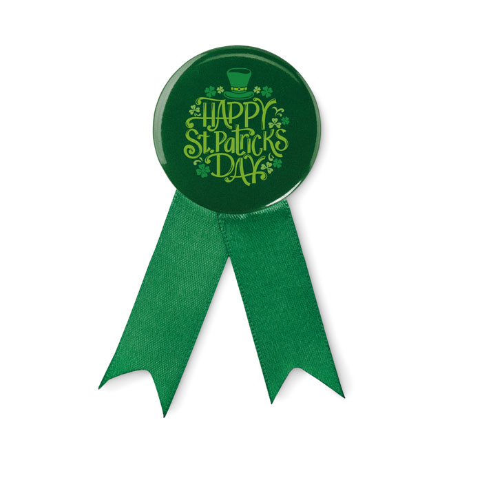 Ribbon style badge pin Verde item picture printed